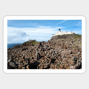 The Cairns in front of the Neist Point Lighthouse, Isle of Skye, Scotland Sticker